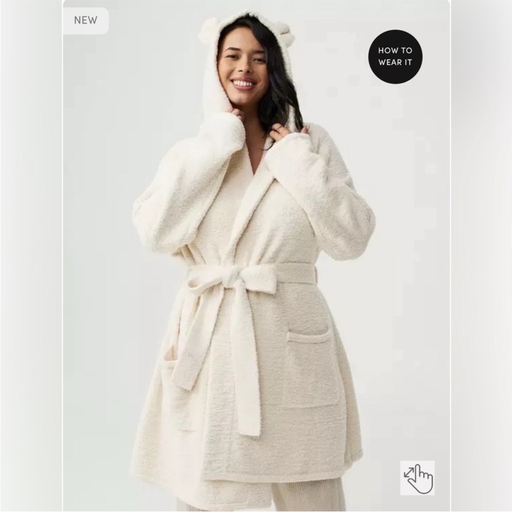 Torrid Teddy Cozy Cream Hooded Robe with Ears size 1/2
